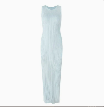 Dione | Dames Midi Jurk - Slim Fit, Mouwloos, Water Ripple Textuur met Open Rug