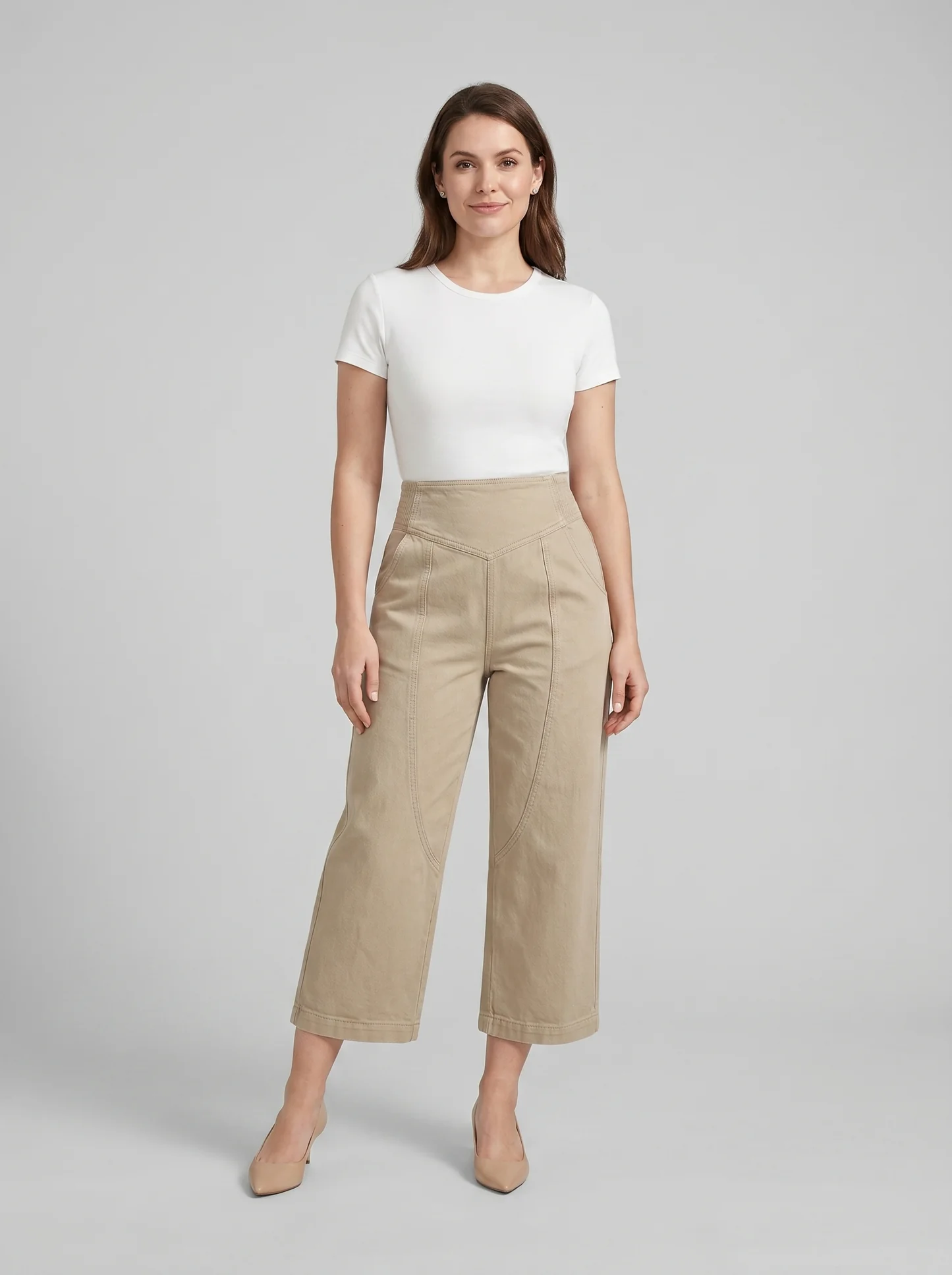 Dames High-Waisted Broek – Wijde Pasvorm met Elastische Taille voor Dagelijks Gebruik