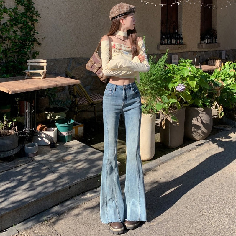 Jolette flared jeans dames | Denim broek met zakken en elegante pasvorm