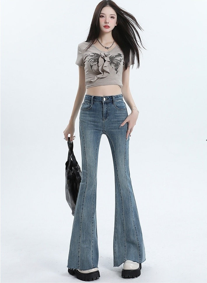 Jolette flared jeans dames | Denim broek met zakken en elegante pasvorm