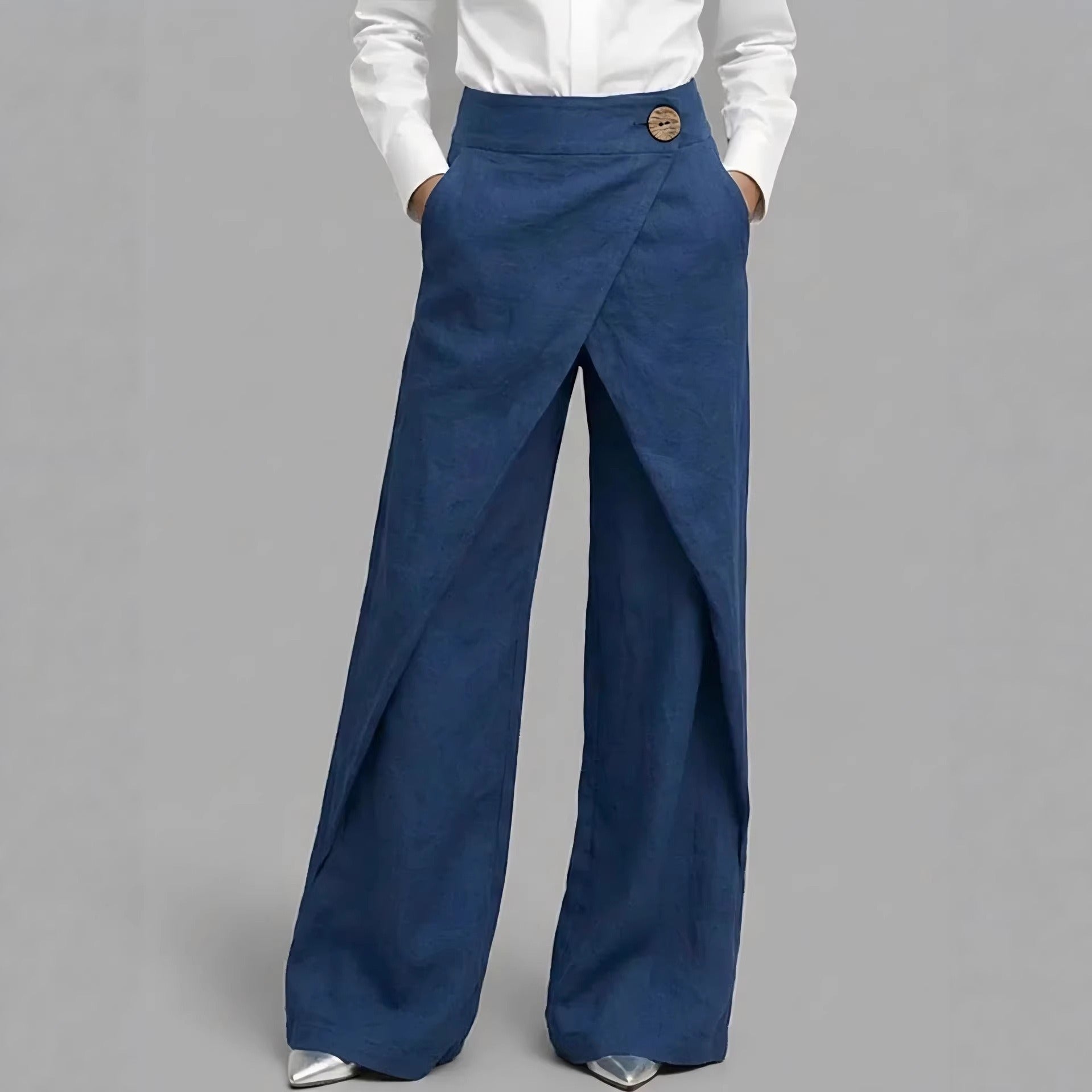 Penelope - Asymmetrische Gelaagde Wijde Broek met Knopen