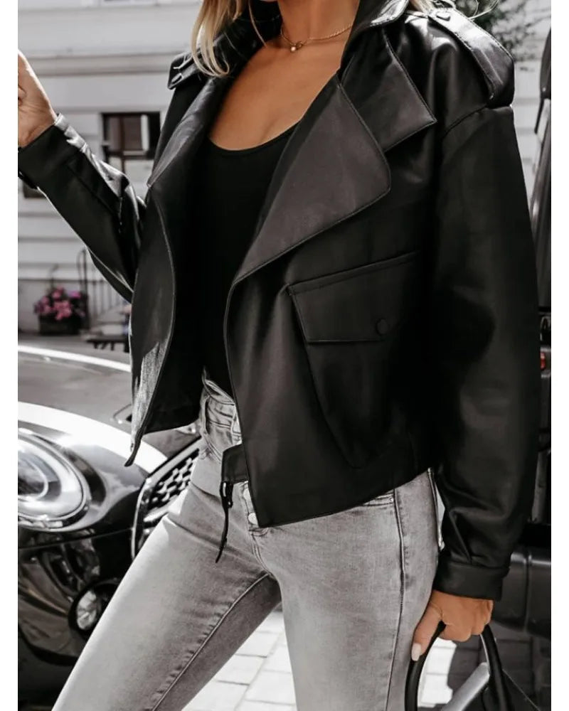 Imogen cropped jack dames | Stoer nepleren jasje met kraag en getailleerde snit