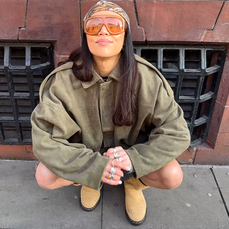 Aïsha oversized suede jacket | Dames jas van luxe suède met vintage flair
