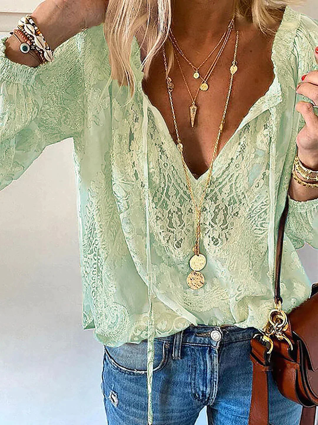 Jacqueline - Unieke Blouse Met Kanten Details