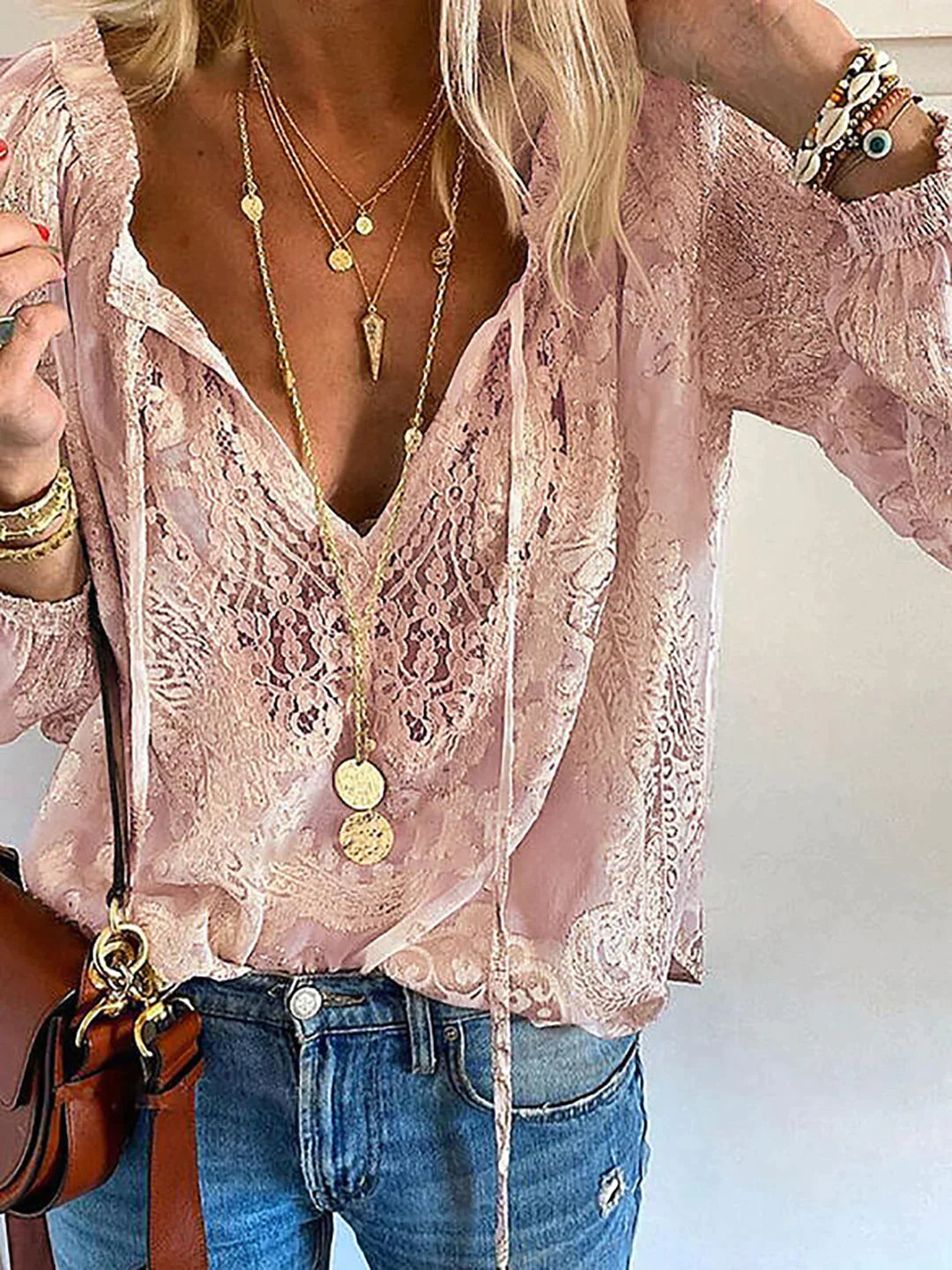 Jacqueline - Unieke Blouse Met Kanten Details