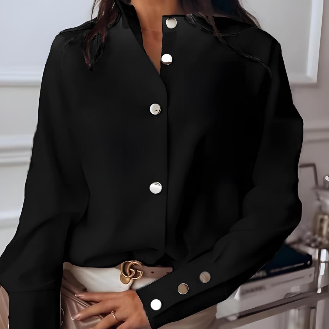 Jexlyn Elegante Blouse voor Dames met Stijlvolle Knoopdetails | Tijdloos Design voor Elke Gelegenheid