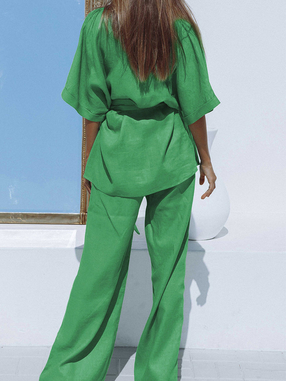 Jianna - Oversized Linnen Tweedelige Broek Set