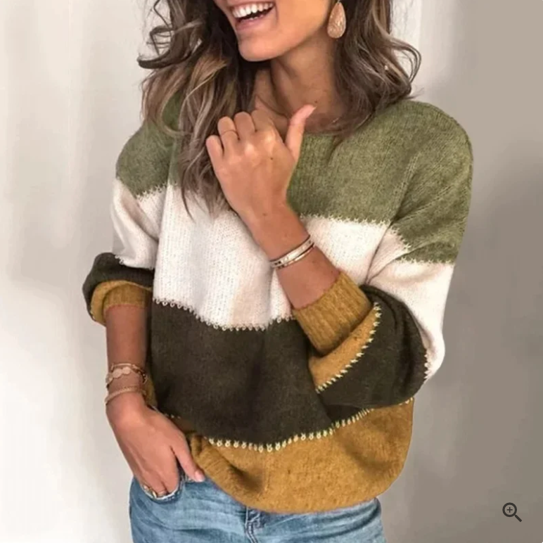 Kaitlyn - Gestreifter Langarmpullover Für Damen
