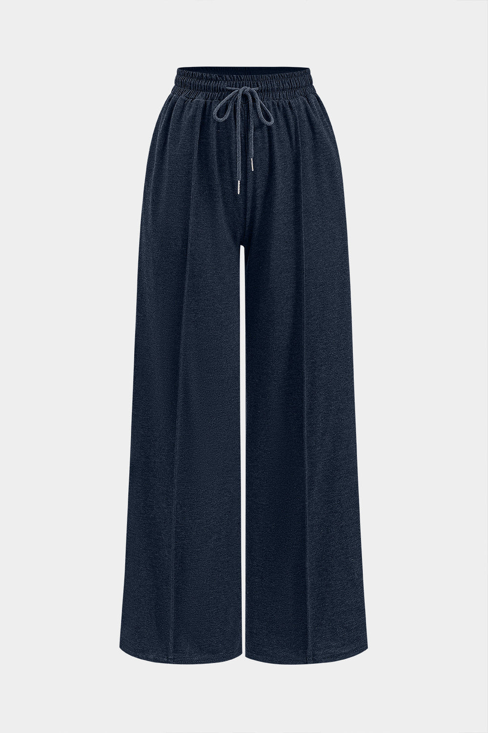 Kaniah - Geplooide Wijde Broek Met Striksluiting