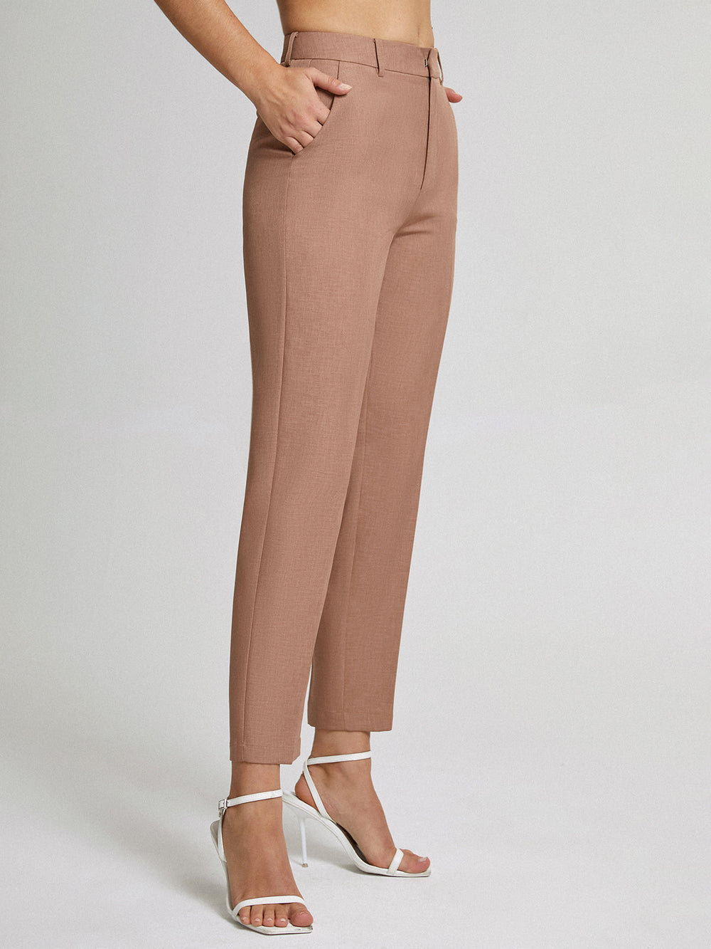 Kehlia hoge taille broek dames | Rechte cropped broek met elegante pasvorm