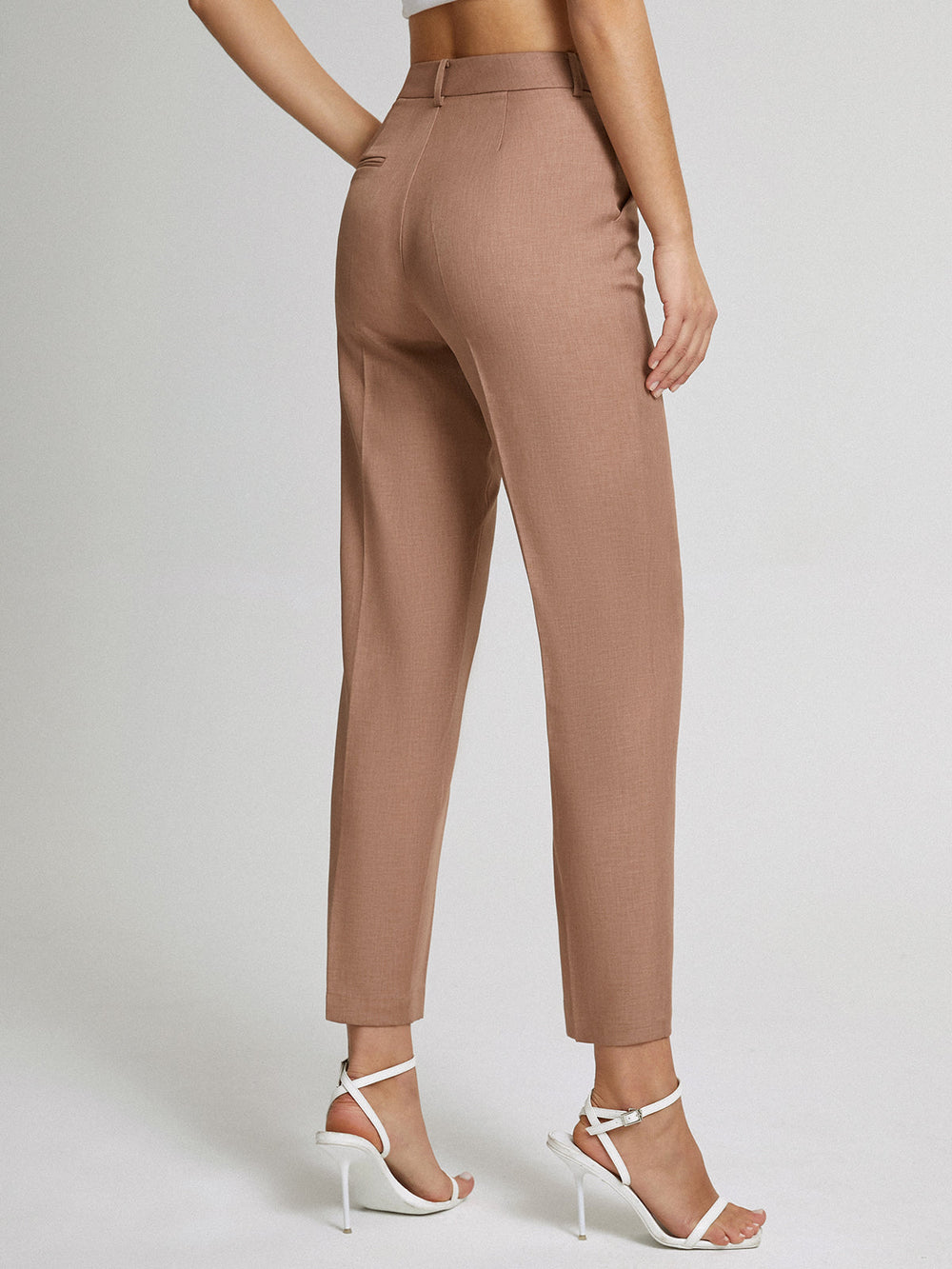 Kehlia hoge taille broek dames | Rechte cropped broek met elegante pasvorm