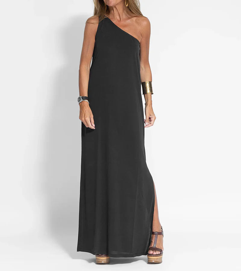 Klaris - Chique Maxi Jurk Met Één Schouder