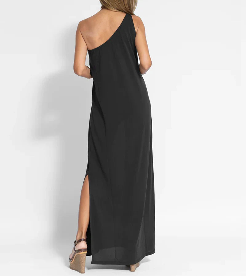 Klaris - Chique Maxi Jurk Met Één Schouder