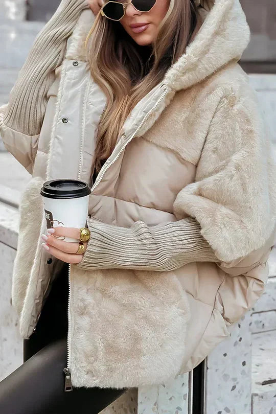 Kris Oversized Winterjas | Damesjas met capuchon en veelkleurig design