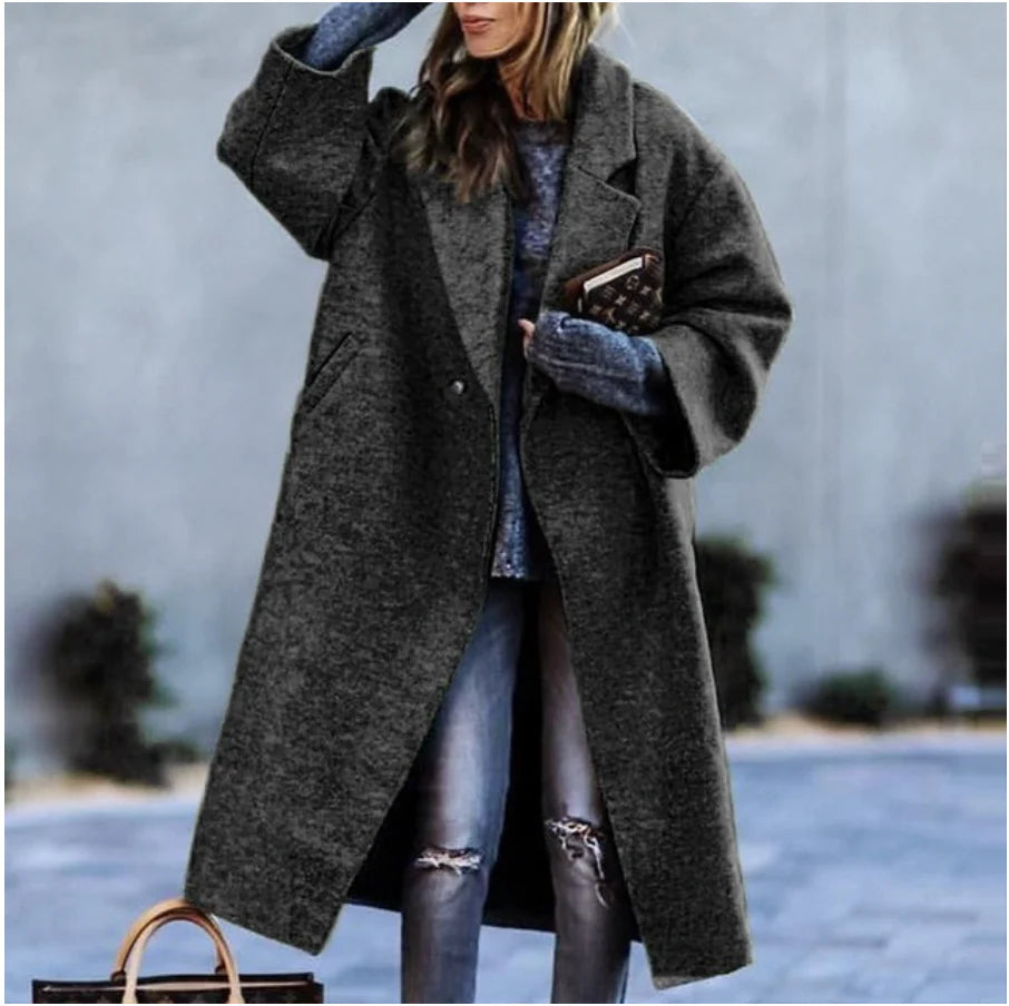 Lange Stijlvolle Winterjas | Dames jas met warme zachte stof en trendy design