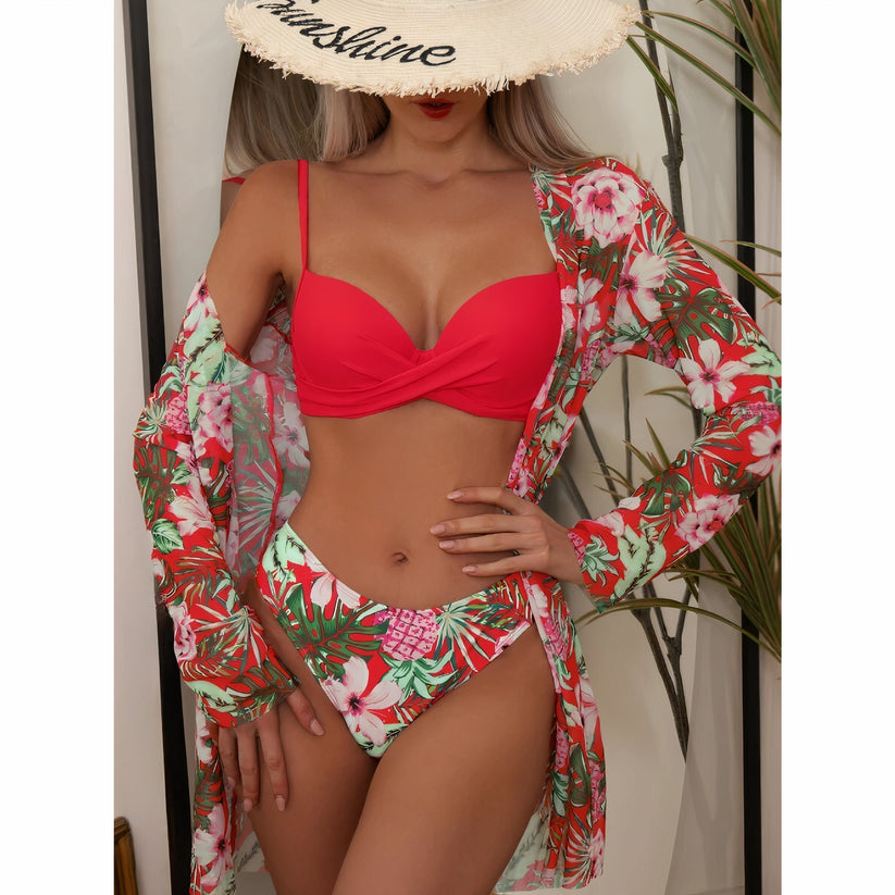 Lapina - Drie Delige Bikini Set Met Bloemenprint