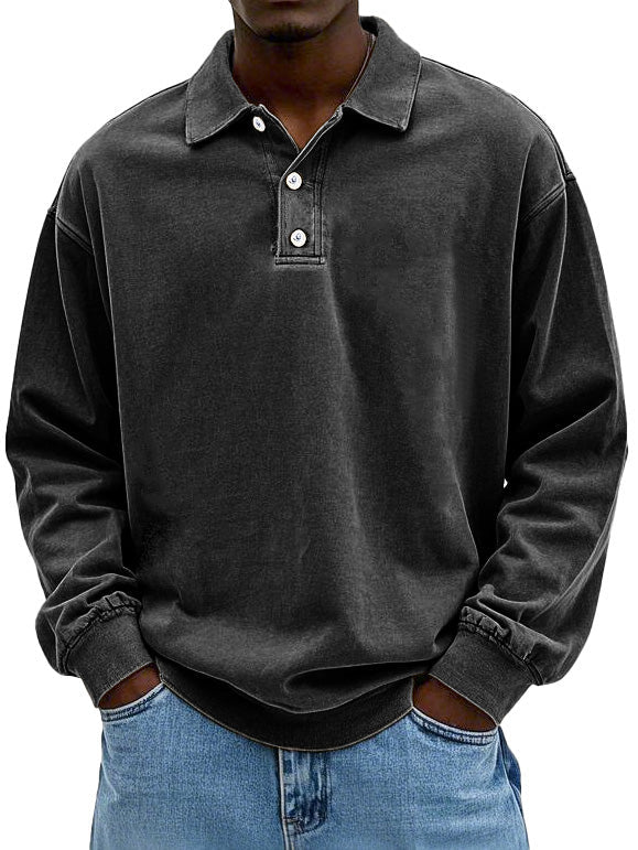 Laurent oversized polokraag sweater in zwart, vooraanzicht