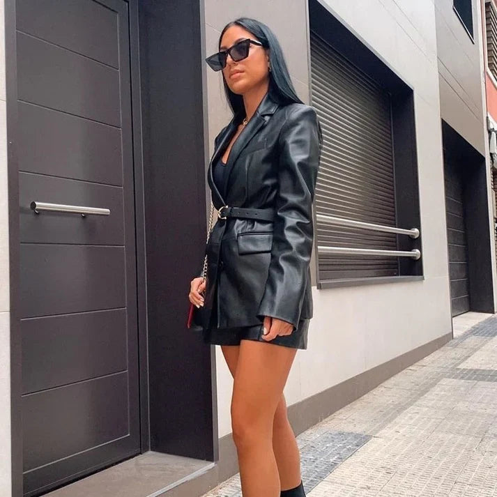 Leren blazer voor dames