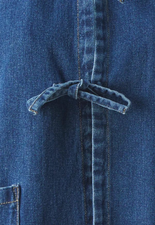 Denim Jack | Dames jack van premium denim met striksluiting en oversized kraag