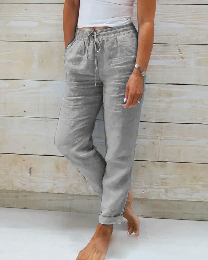 Liana - Comfortabele Linnenbroek Met Hoge Tailleband