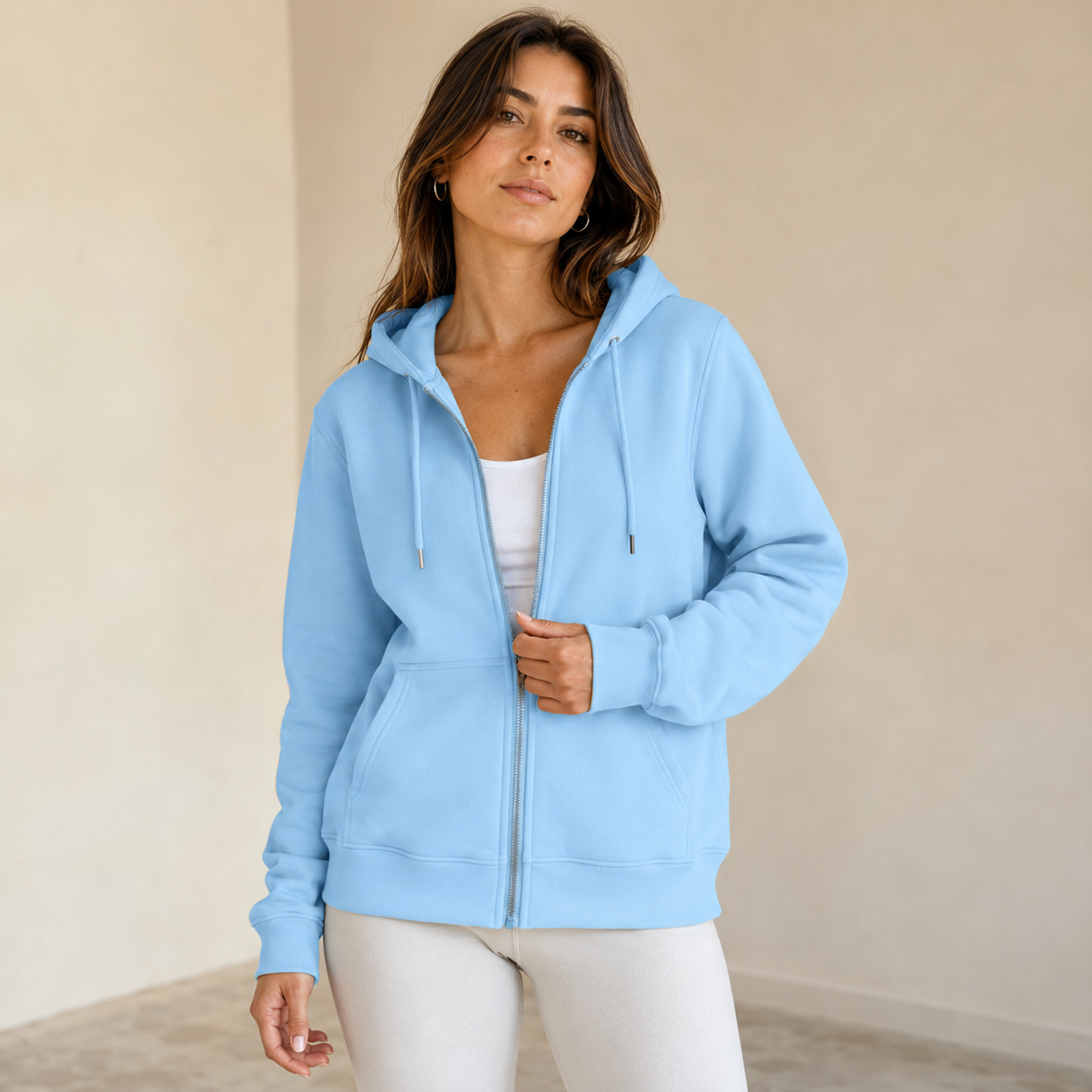Dames sportpak fleece set | Hoodie met rits en joggingbroek in relaxed fit