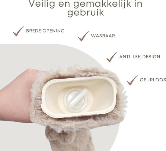Lange warmwaterkruik | Extra lange kruik 72 cm met fluwelen hoes en 12 uur warmte