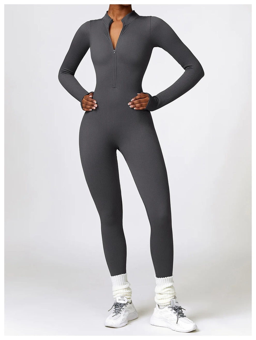 Lonnie - Jumpsuit Met Rits En Lange Mouwen