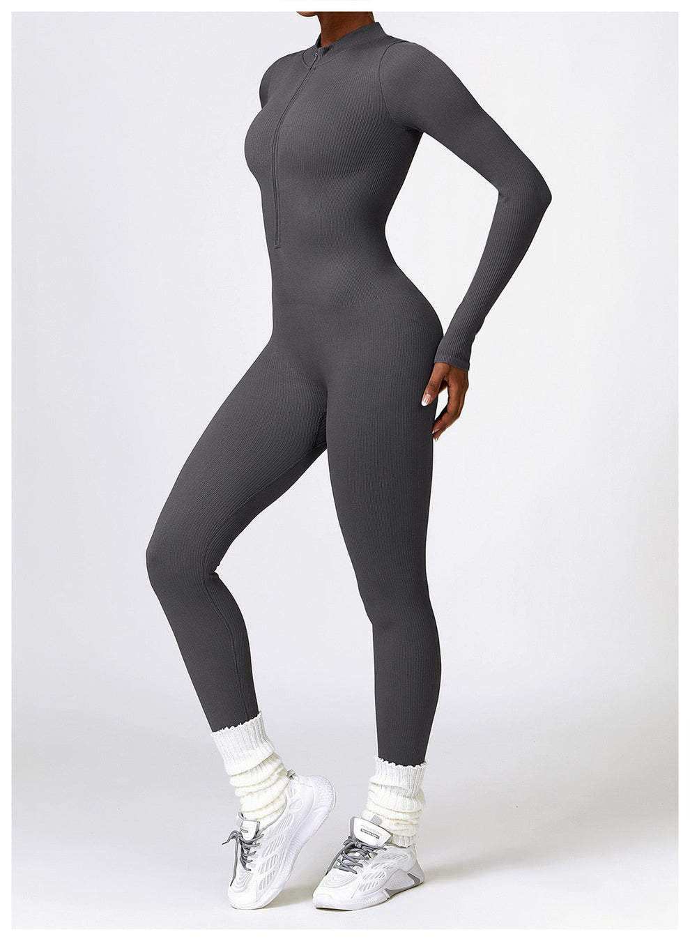 Lonnie - Jumpsuit Met Rits En Lange Mouwen
