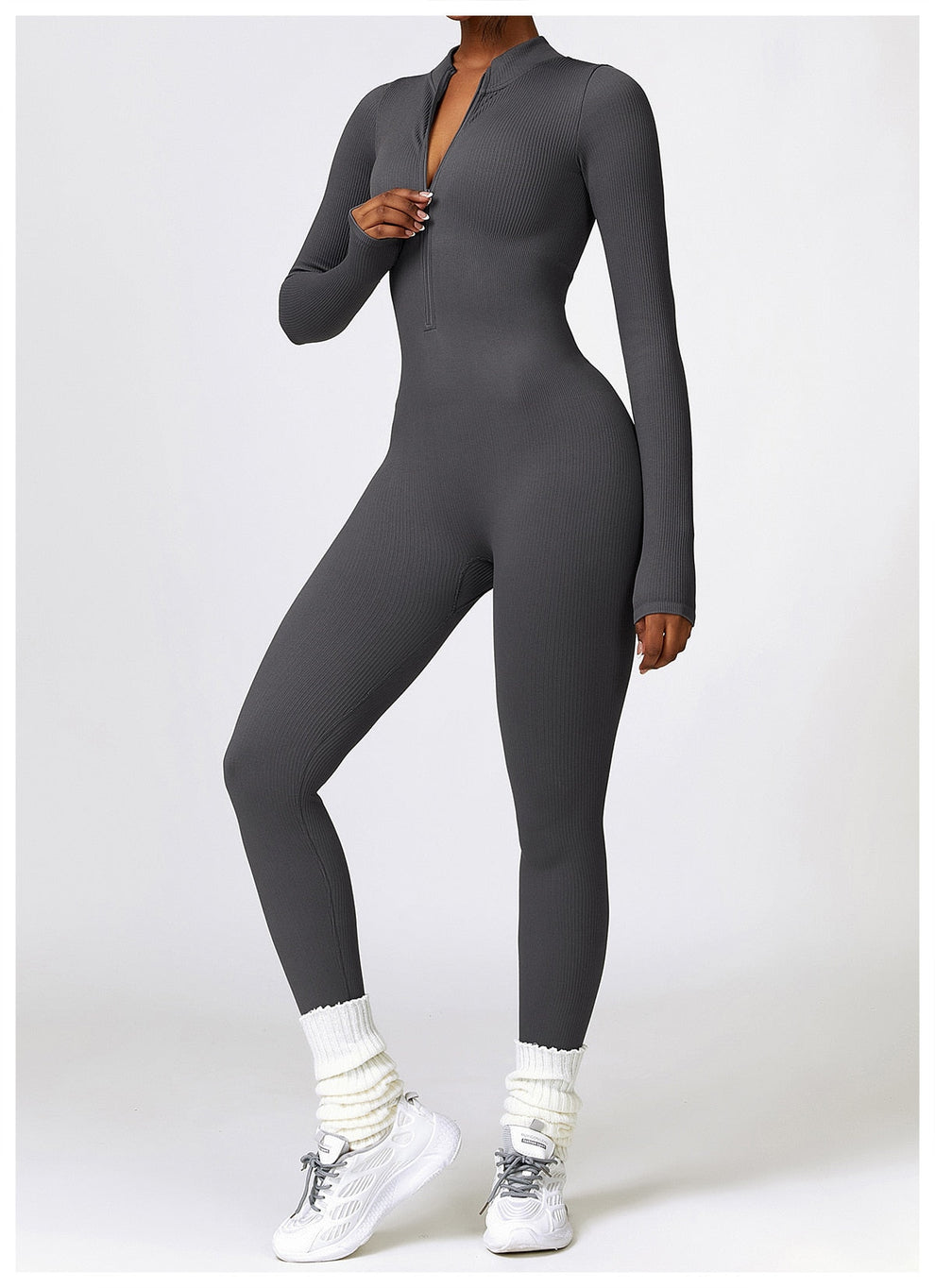 Lonnie - Jumpsuit Met Rits En Lange Mouwen