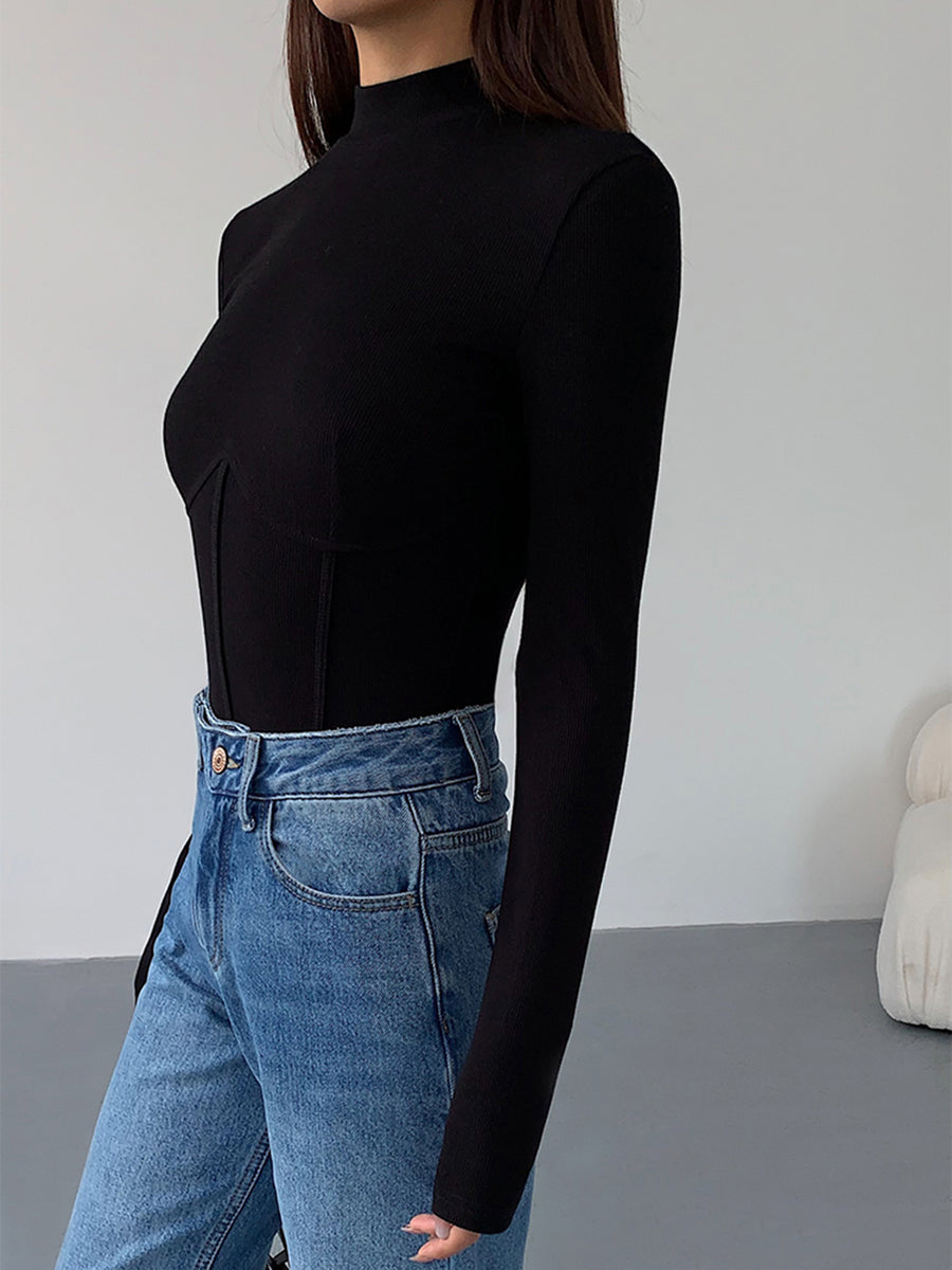 Lucy - Slim T-shirt met Nephals en Bies