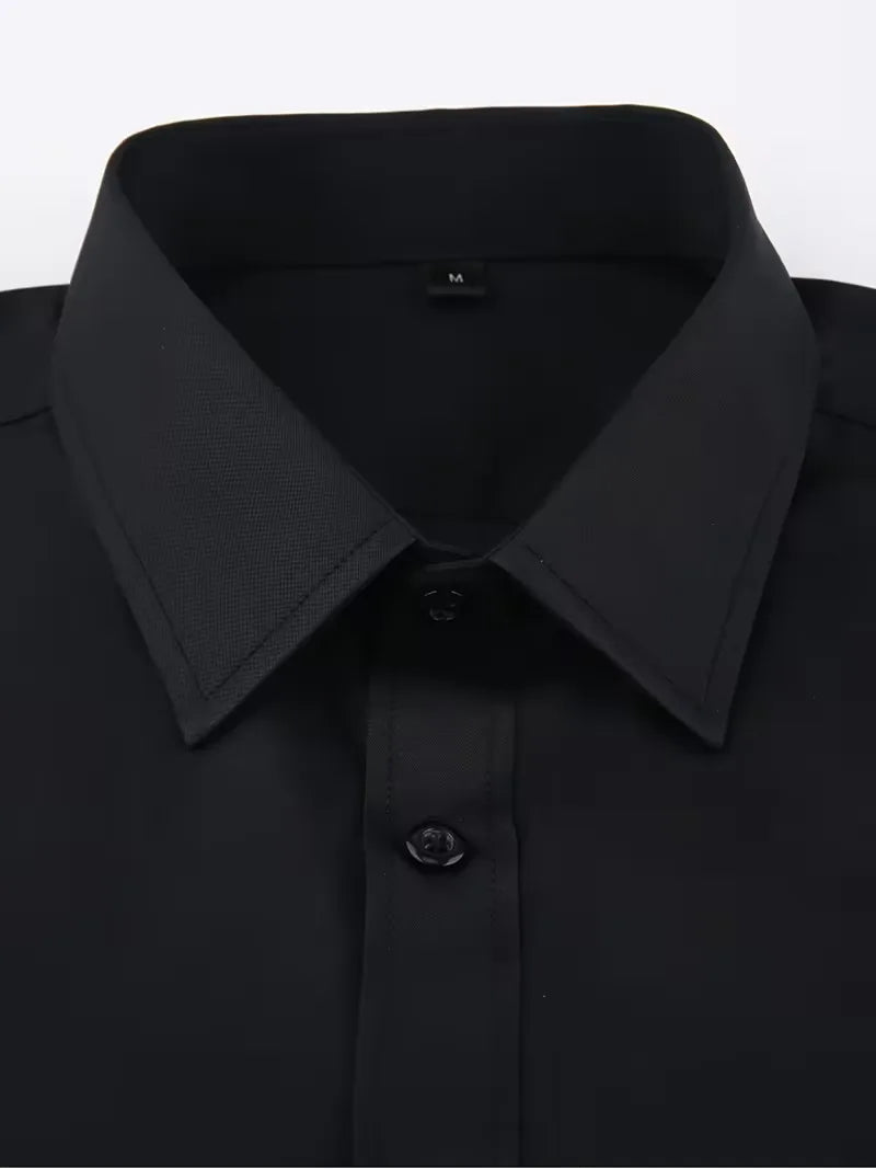 Heren Overhemd met Opstaande Kraag - Lange Mouw Zakelijk Shirt