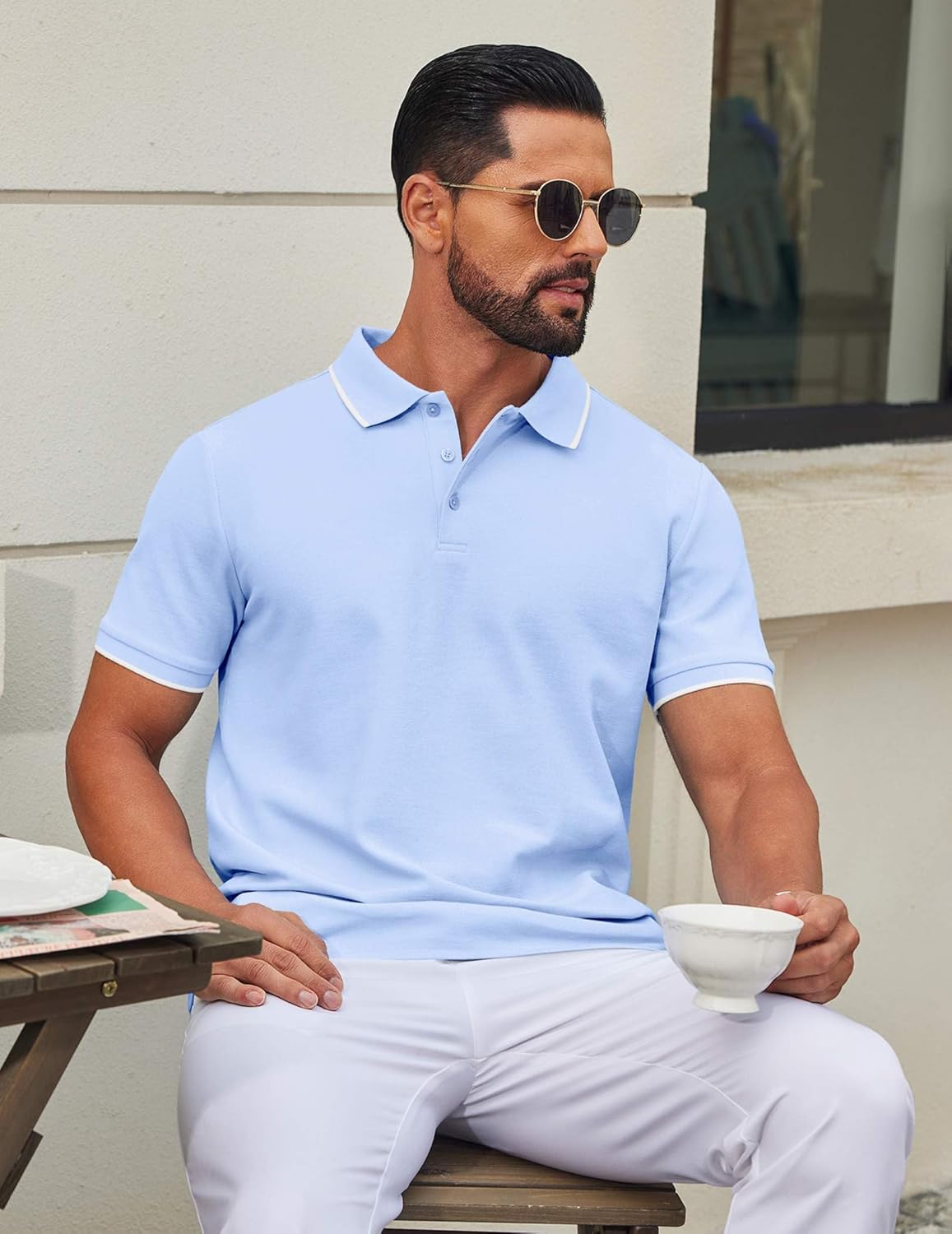 Heren Slim Fit Polo – Casual voor Dagelijks Gebruik, Met Knopen en Korte Mouwen