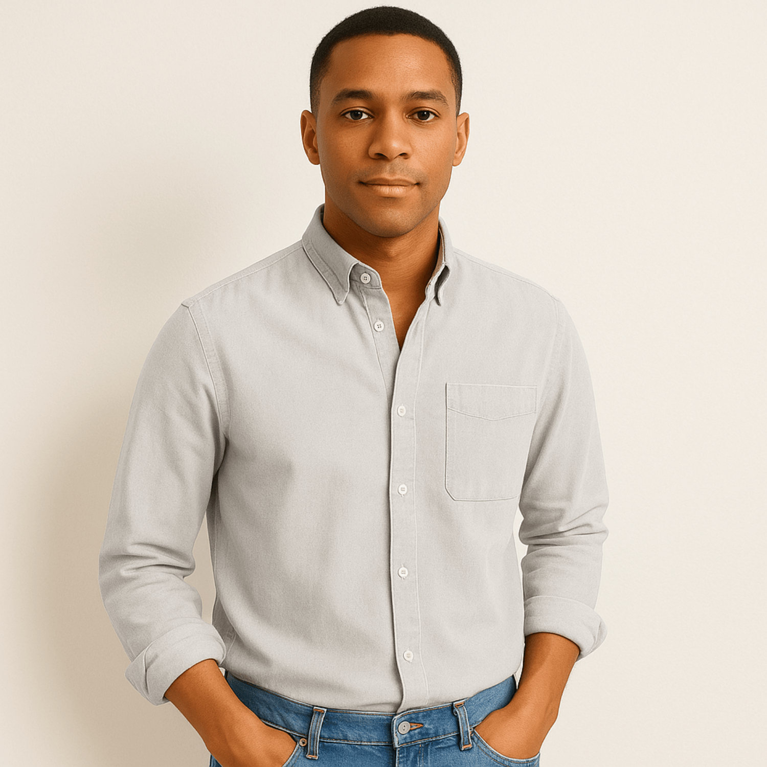 Heren Slim Fit Overhemd – Lange Mouwen, Geschikt voor Werk en Dagelijks Gebruik