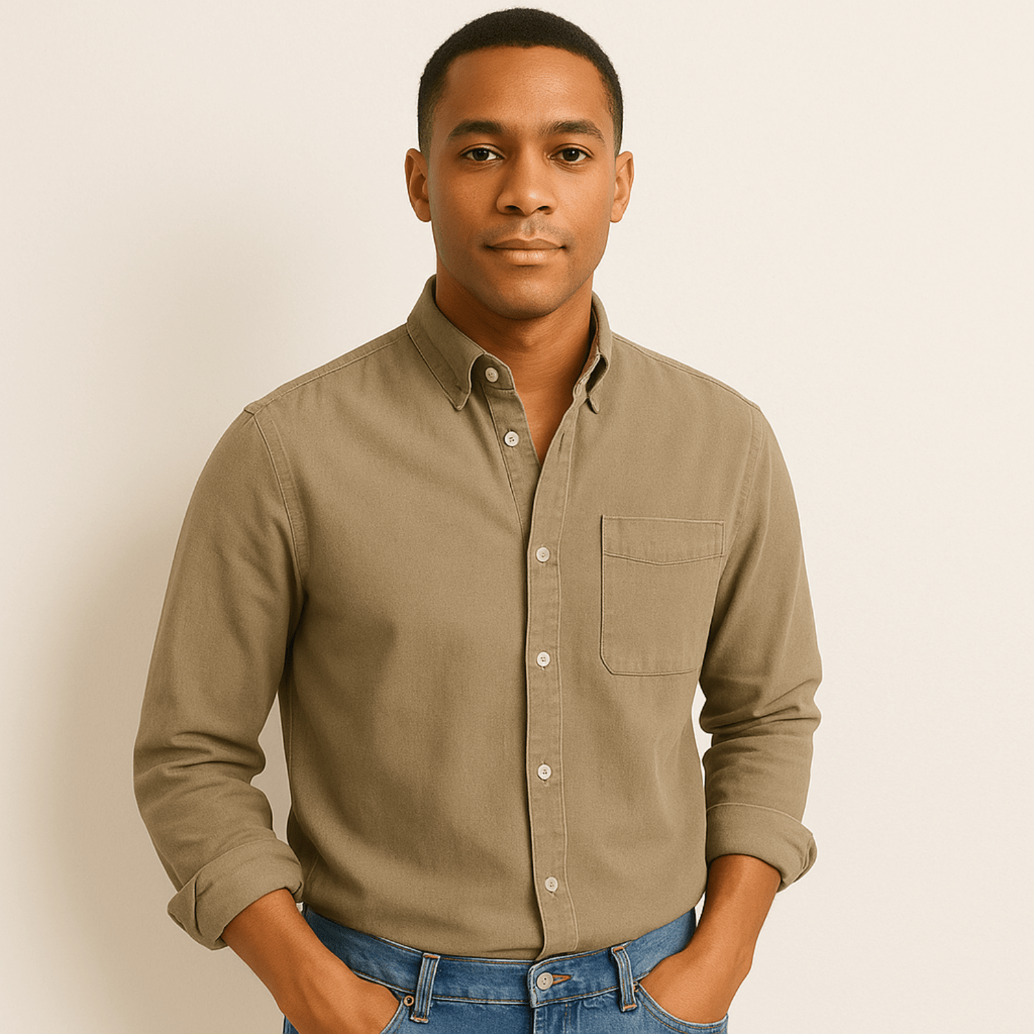 Heren Slim Fit Overhemd – Lange Mouwen, Geschikt voor Werk en Dagelijks Gebruik