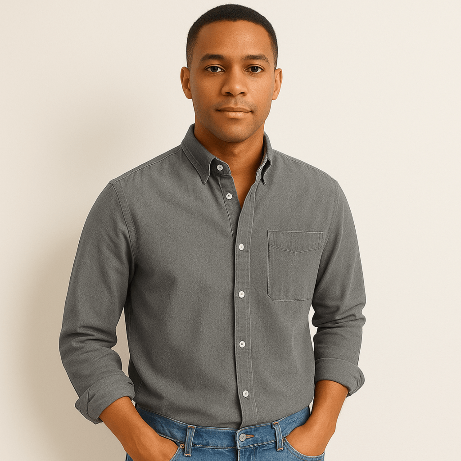 Heren Slim Fit Overhemd – Lange Mouwen, Geschikt voor Werk en Dagelijks Gebruik