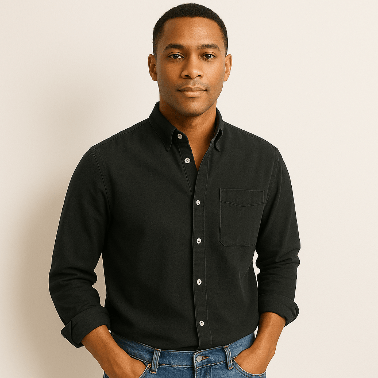 Heren Slim Fit Overhemd – Lange Mouwen, Geschikt voor Werk en Dagelijks Gebruik