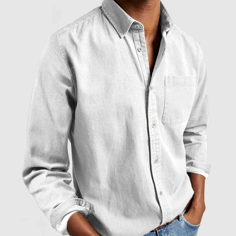 Heren Slim Fit Overhemd – Lange Mouwen, Geschikt voor Werk en Dagelijks Gebruik