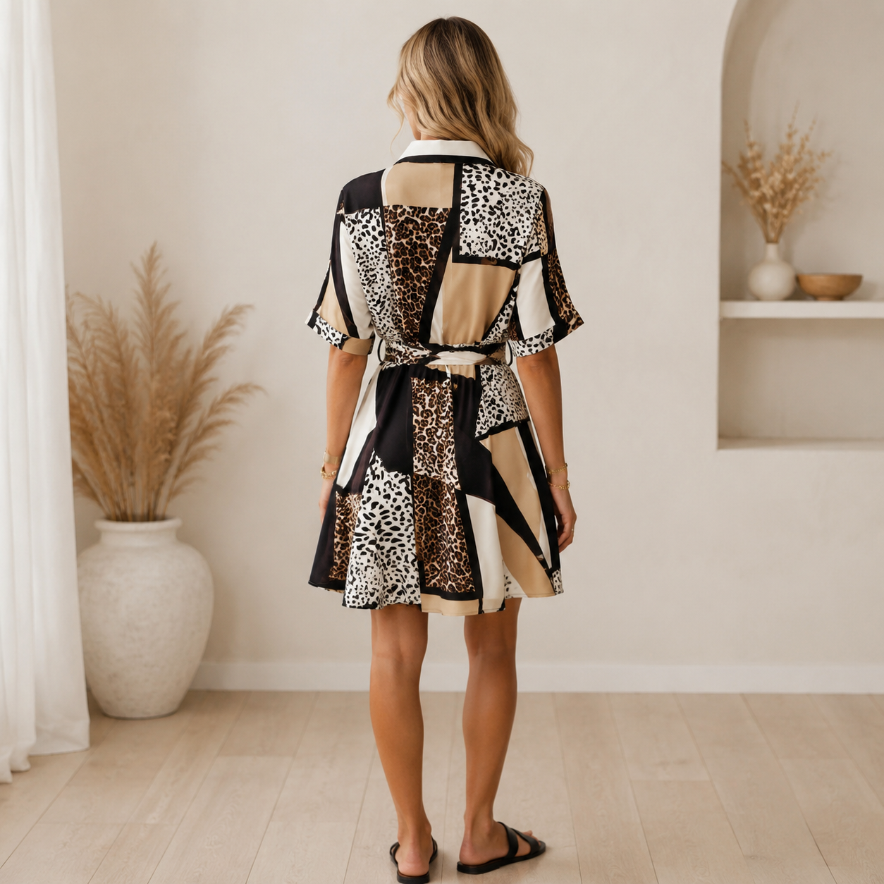 Carmela - Flirty Overhemdjurk Met Dierenprint