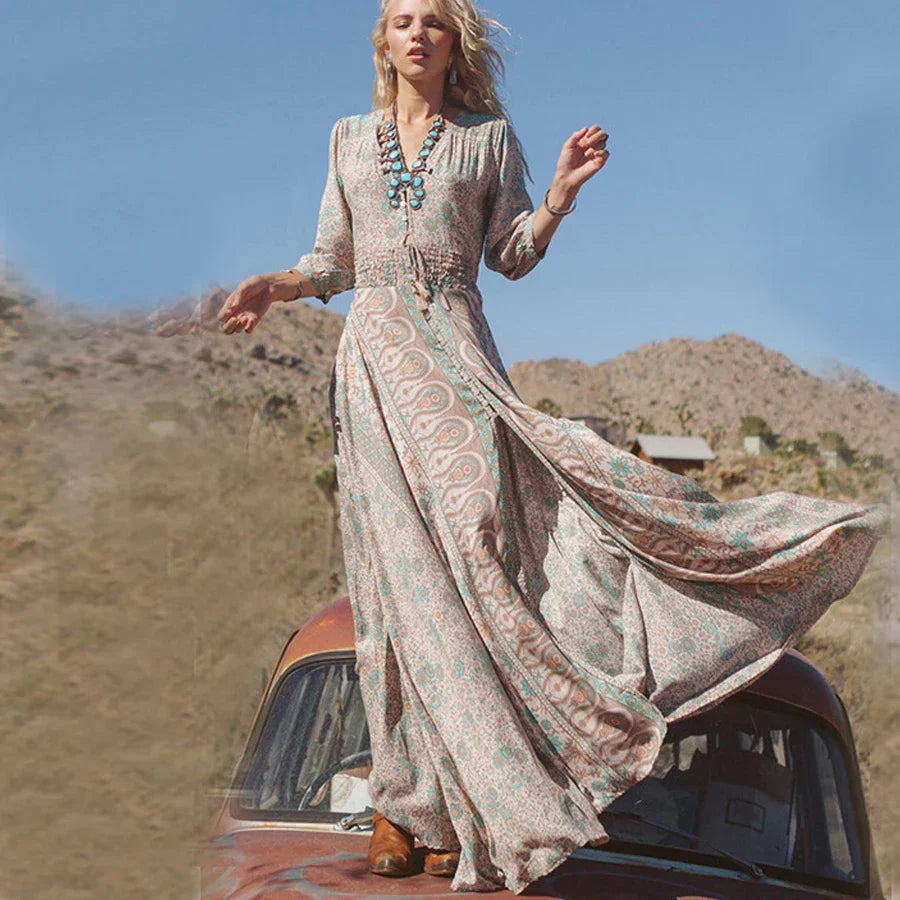 Naphisa - Bohemian Maxi Jurk Met Split