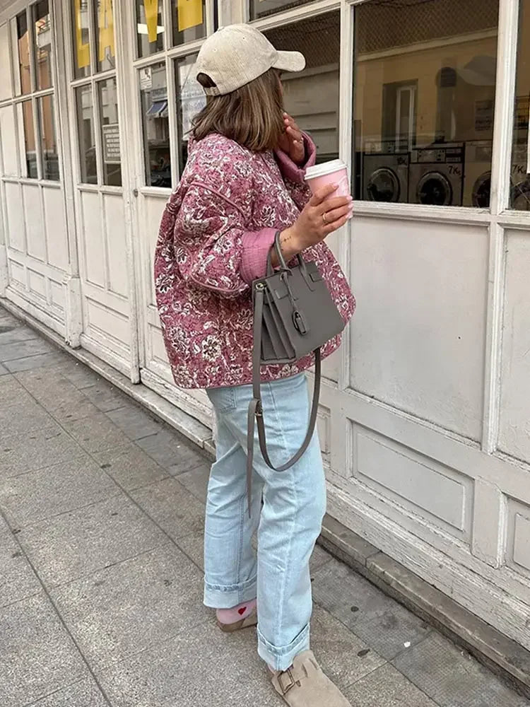 Narissa herfstjas dames | Elegante jas met levendige bloemenprint en flatterende pasvorm