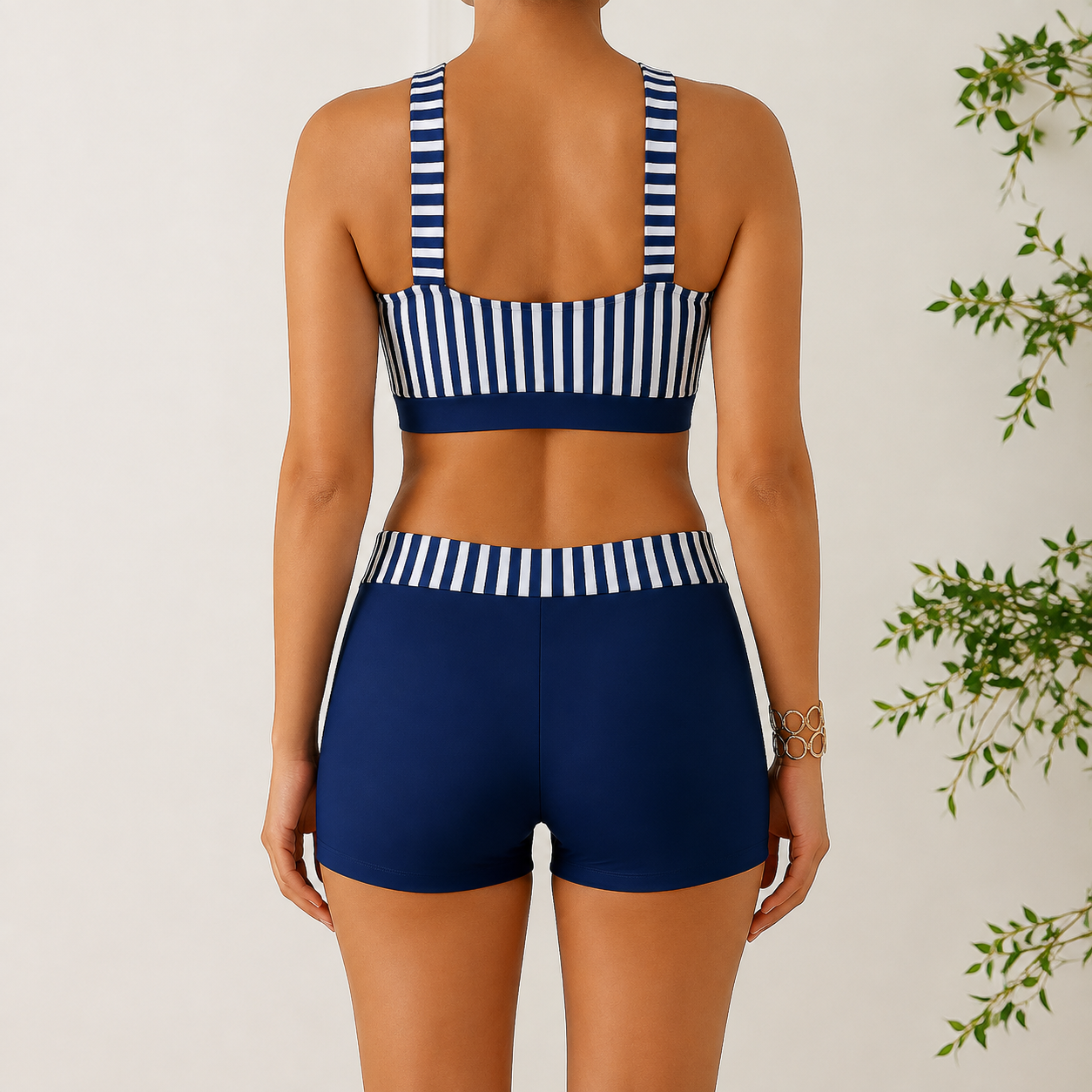 Dames High-Waisted Bikini Set – Met Shorts, Geschikt voor Zomer en Strandgebruik