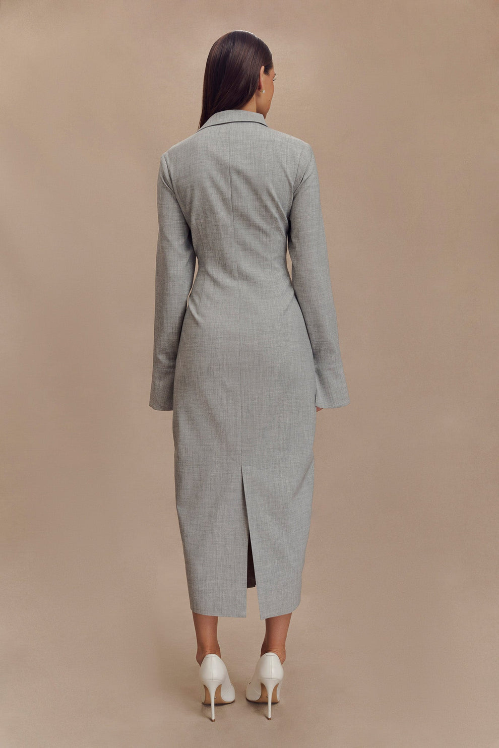 Nisa midi jurk dames | Getailleerde shirtjurk met kraag en elegante pasvorm