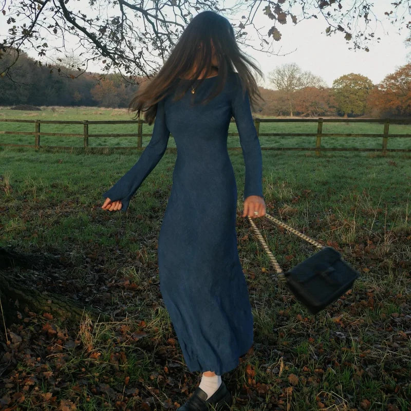 Nora - Maxi-jurk met lange trompetmouwen