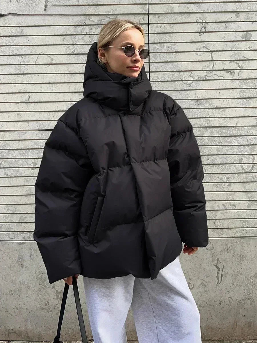 Oversized Winterjas | Dames jas met capuchon en gewatteerde voering