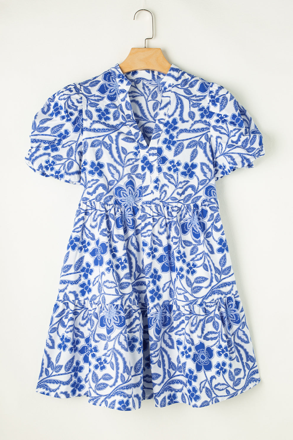 Paige - Blauwe Bloemenprint Jurk