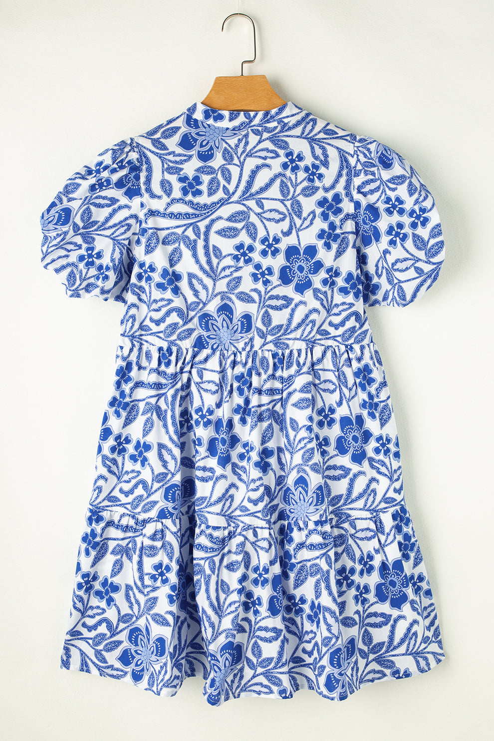 Paige - Blauwe Bloemenprint Jurk