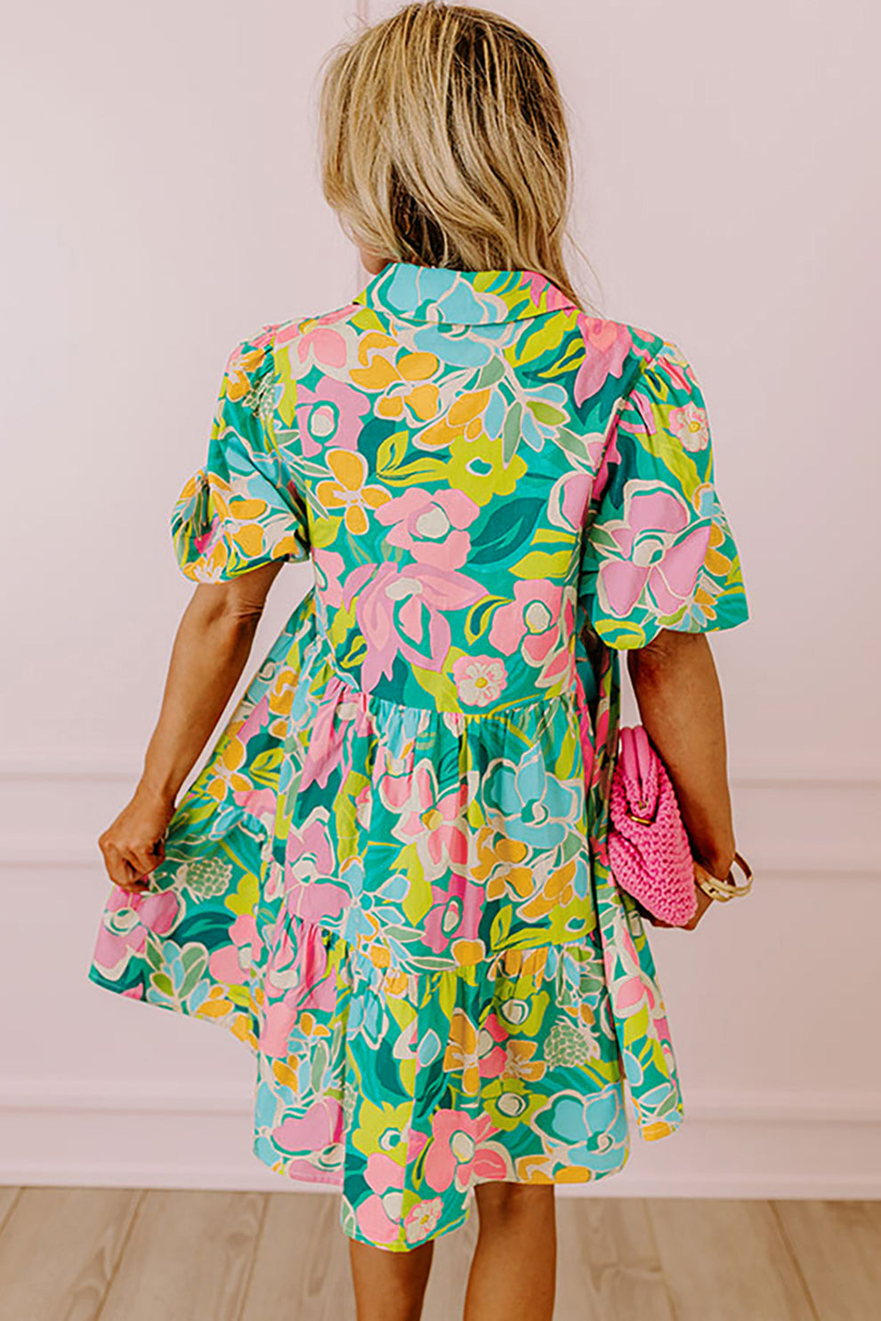 Paloma - Jurk Met Bloemen En Pofmouwen