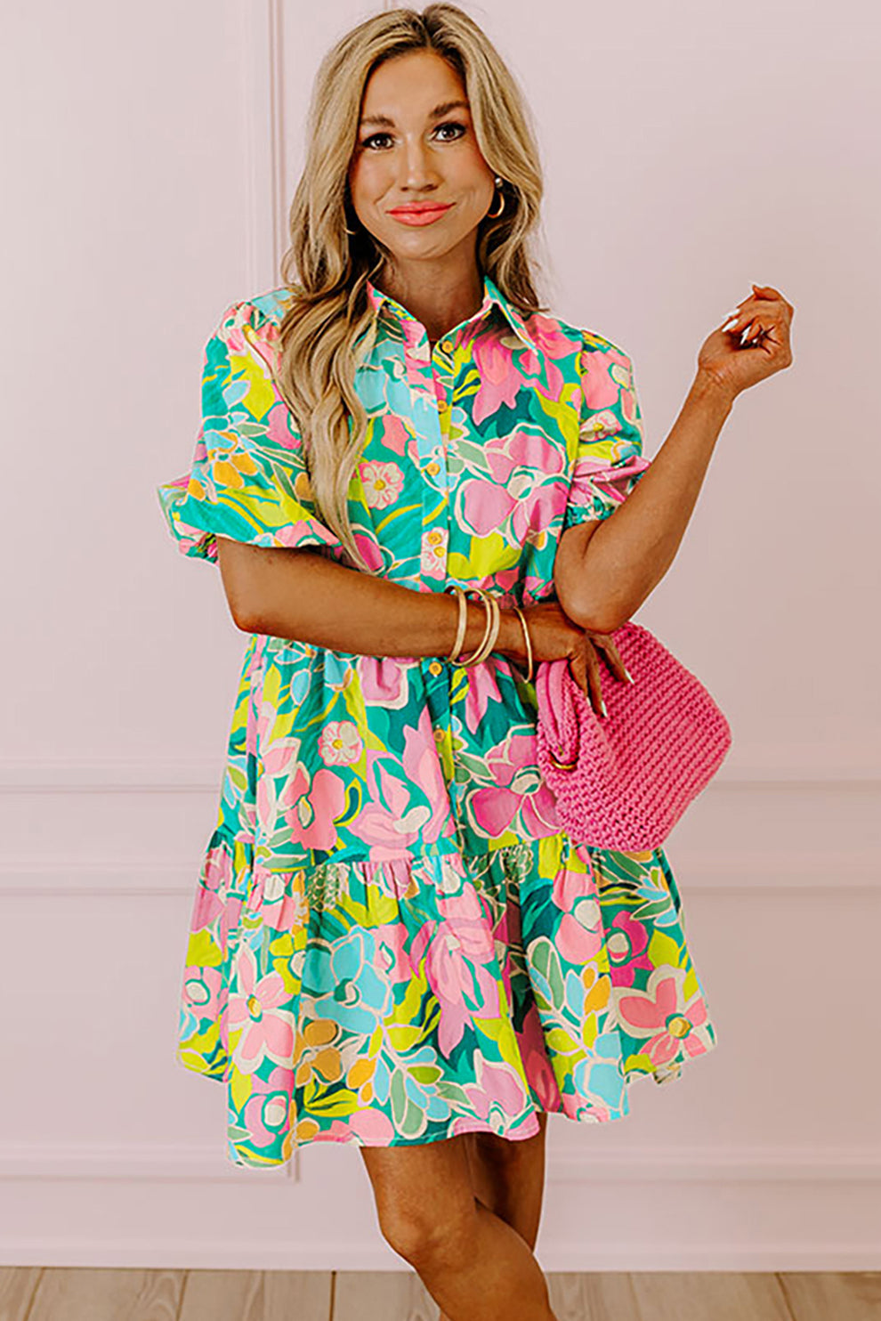 Paloma - Jurk Met Bloemen En Pofmouwen