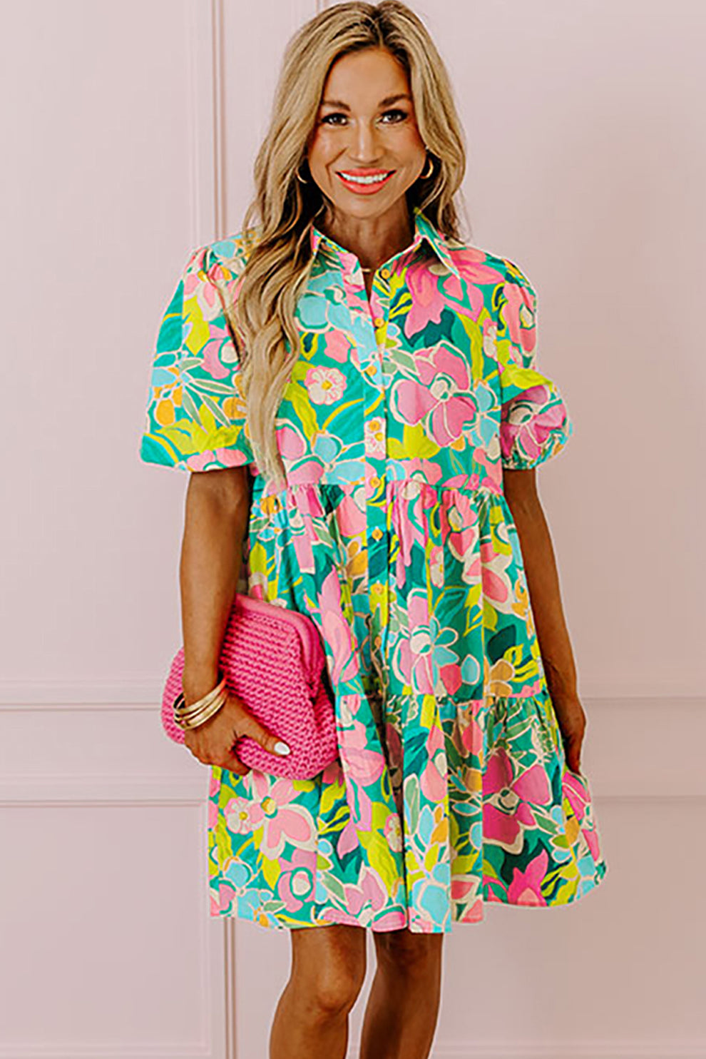 Paloma - Jurk Met Bloemen En Pofmouwen