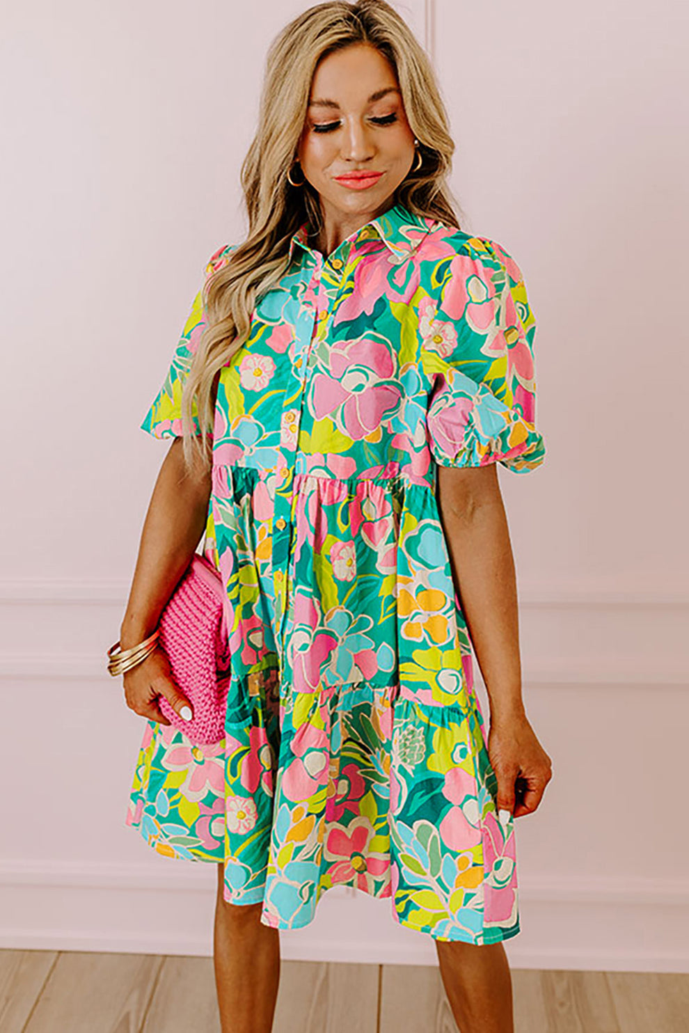 Paloma - Jurk Met Bloemen En Pofmouwen